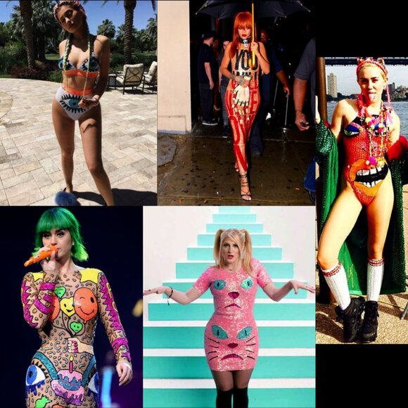 Di$count Universe Discount Jumpsuit Bodysuit Pink Roses Sequin Rave Concert Rock - Picture 4 of 5